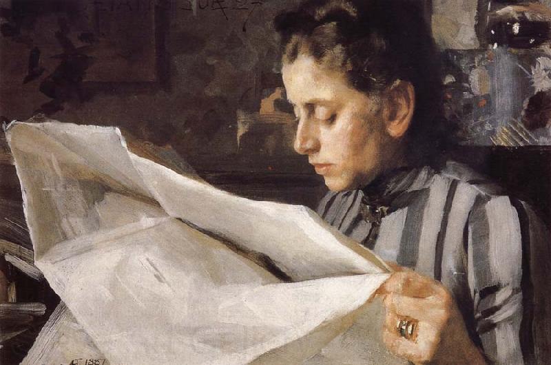 Anders Zorn Emma Zorn reading Norge oil painting art